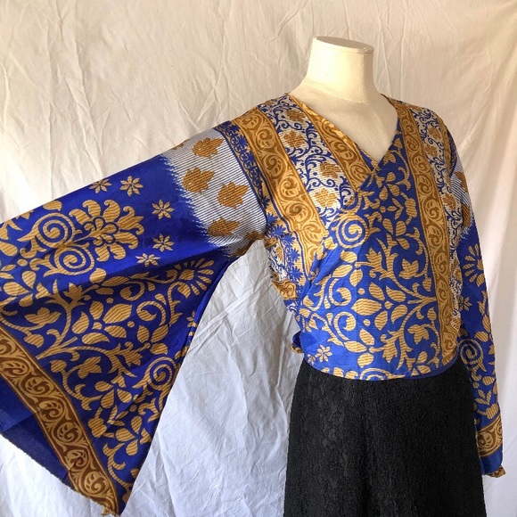 Tops - Upcycled sari wrap crop top